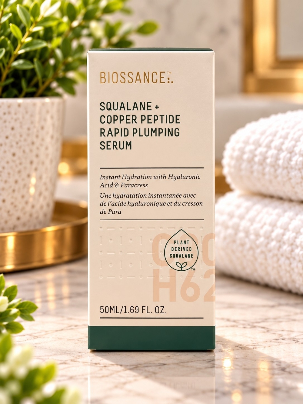 Biossance Cream and Green Squalane + Copper Peptide Rapid Plumping Serum